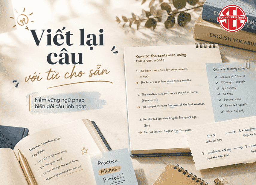 Viết Lại Câu Với Từ Cho Sẵn: Trọn Bộ Cấu Trúc & Bài Tập 2026 