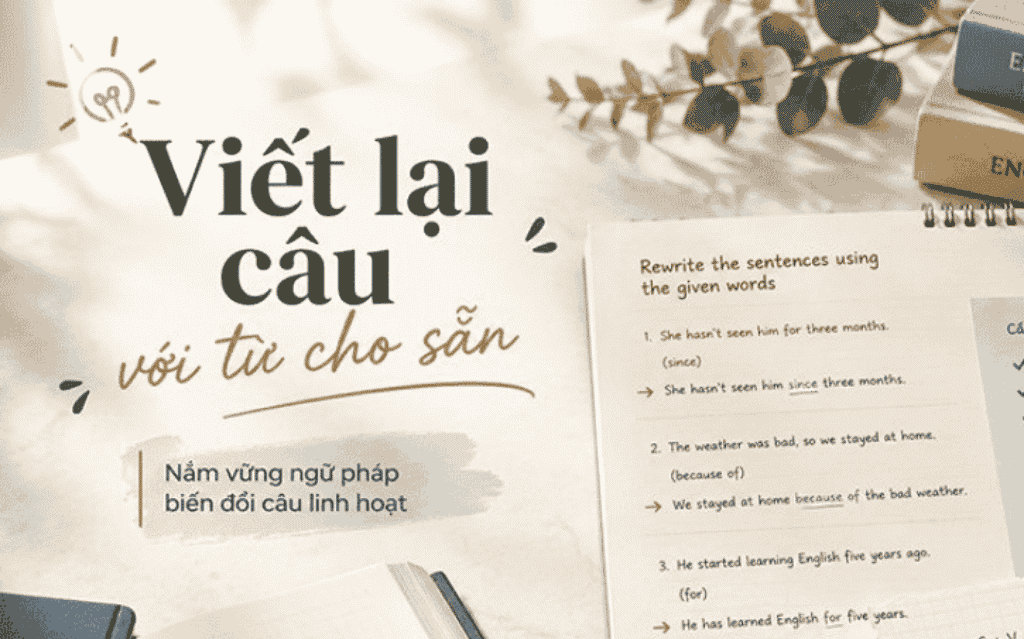 Viết Lại Câu Với Từ Cho Sẵn: Trọn Bộ Cấu Trúc & Bài Tập 2026