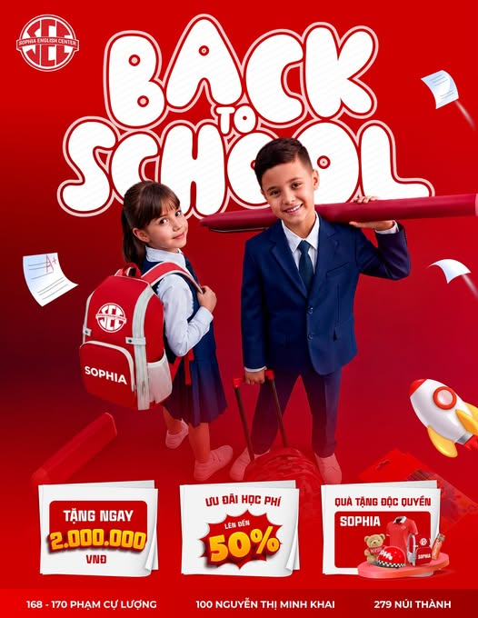 Tưng Bừng BACK TO SCHOOL: Bão Ưu Đãi Cực Khủng Từ SOPHIA ENGLISH