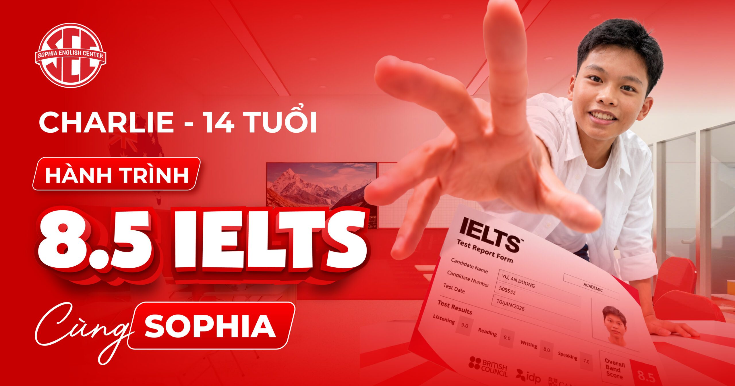 Bí Quyết Đạt IELTS 8.5 Của Charlie Tại SOPHIA – Hành Trình Từ Con Số 0